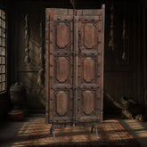 Antique Hand Carved Decorative Reclaimed Wood Door On Stand 12